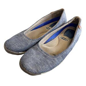 Dr Scholls Denim Flat Womens Size 10 Casual Comfort Slip On Blue Shoe